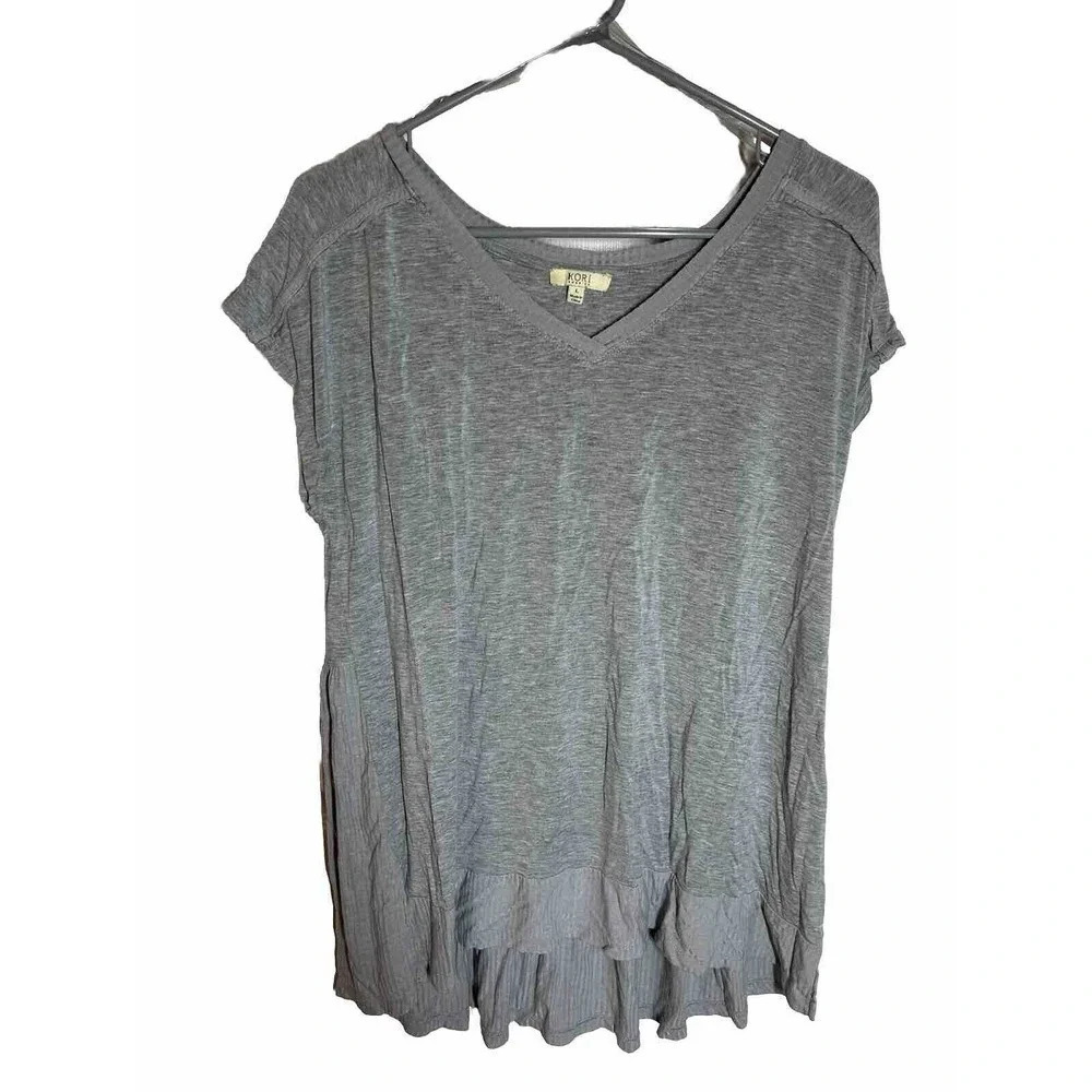 Kori America Women’s Short Sleeve Grey Top Size L